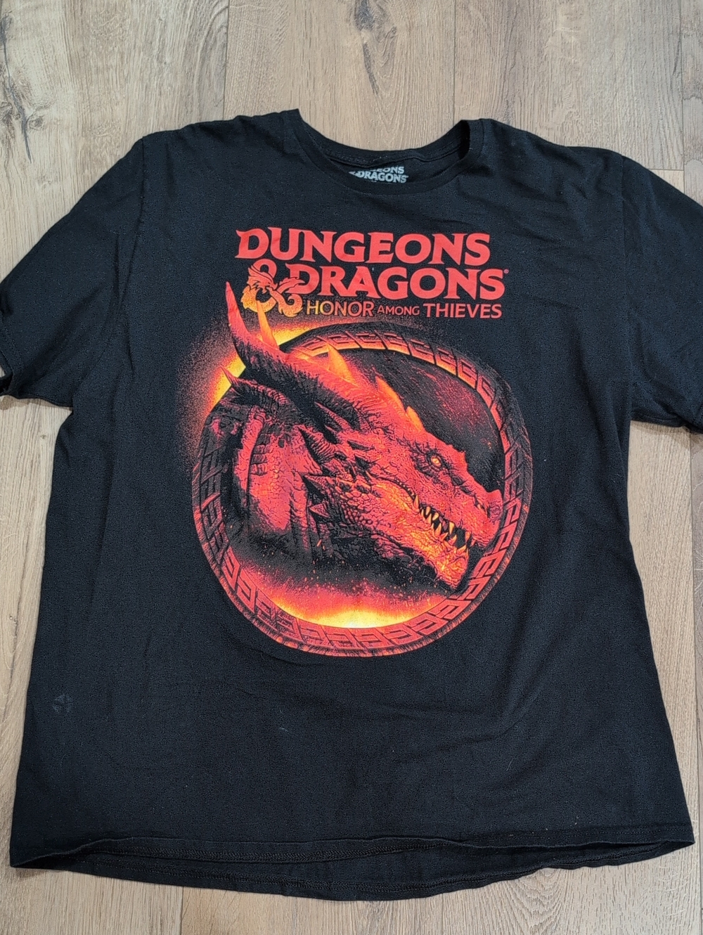 Dungeons & Dragons Black Short-Sleeve Tee with Fiery Dragon Graphic